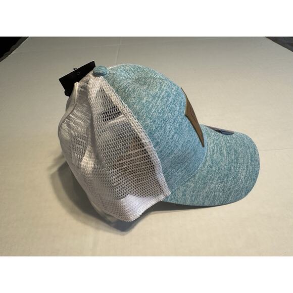 Ariat Hat Ladies Turquoise Logo Leather Patch Ponyflo Cap One Size Ponytail NWT - Picture 13 of 13